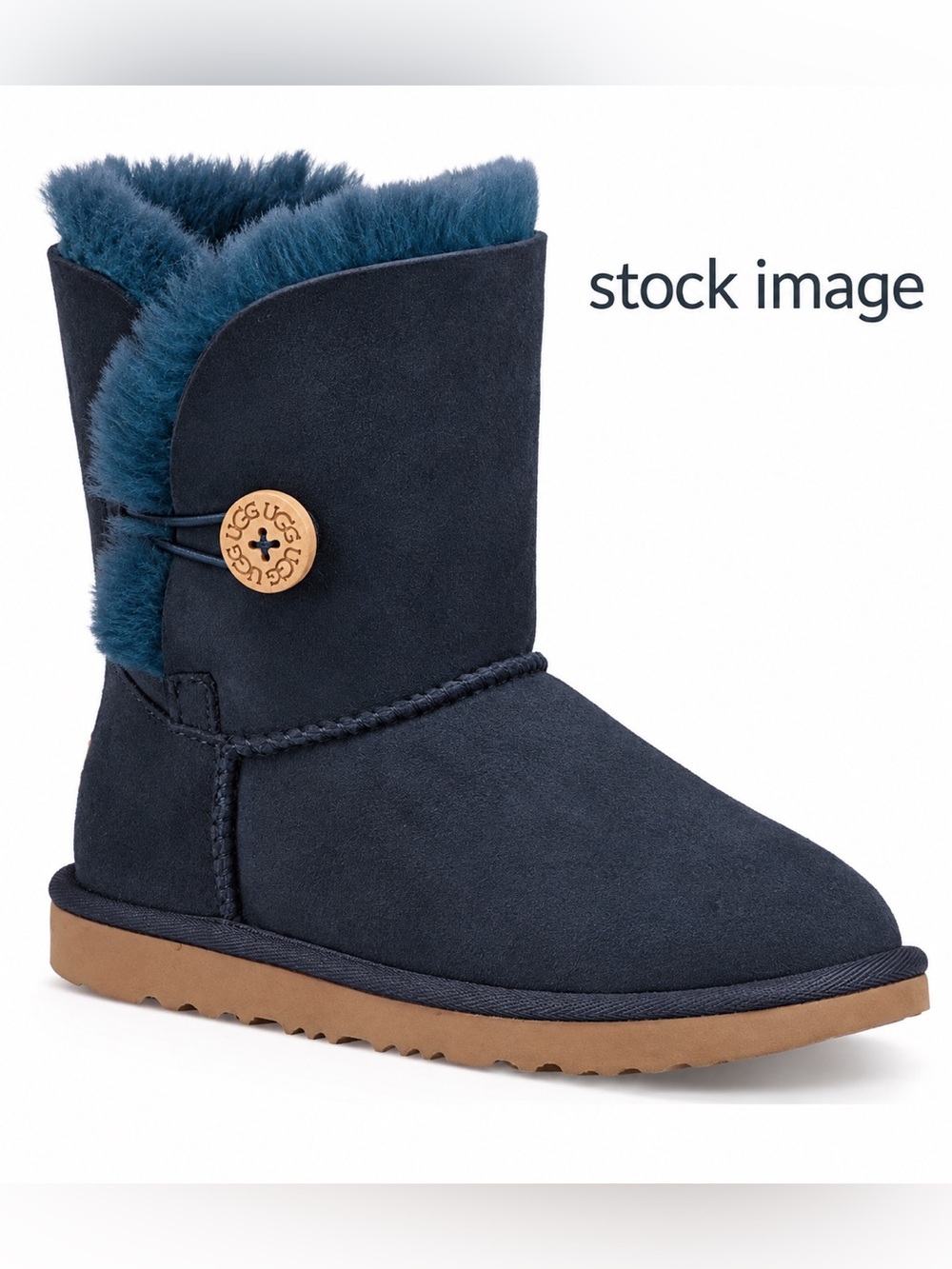 Genuine UGG Kids (Big Girl) Bailey Button Sheepskin  Boots